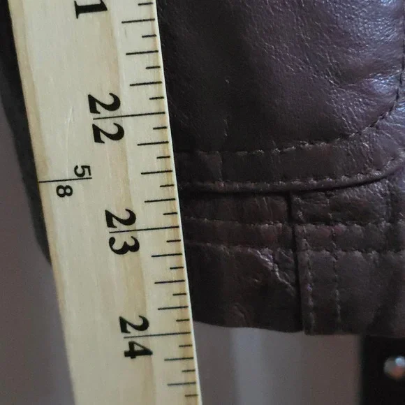 Kenneth Cole Reaction‎ Brown Leather Jacket Women's Medium Belted Moto Zip Cuffs